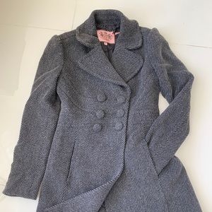Juicy Couture Wool Long Coat Jacket charcoal gray